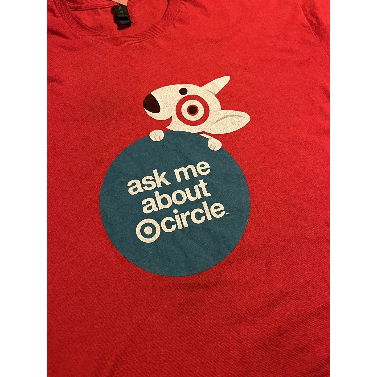 Men’s Target Store Employee Uniform Circle Rewards Dog Red T-Shirt Xl Ask Me